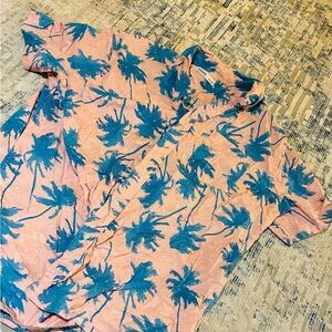 Sonoma Blue and Pink Leaf Hawaiin Shirt